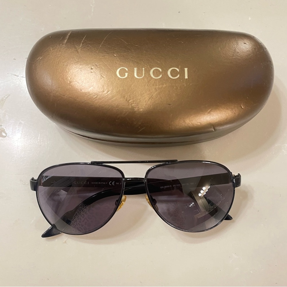 GUCCI authentic original AVIATOR SUNGLASSES /men unisexStyle ‎558259 J0750 1113